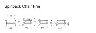 INNOVATION LIVING  Fauteuil design SPLITBACK FREJ 531 - Bouclé Off White convertible lit 90*115 cm accoudoirs chêne fumé
